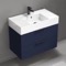 Blue Bathroom Vanity, Floating, 32